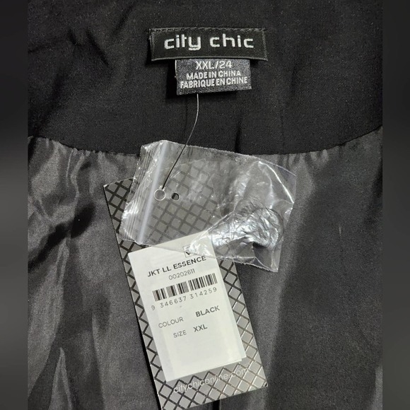 City Chic Essence‎ Career Longline Jacket - black fitted plus size XXL 24 NEW!!! - Picture 10 of 12